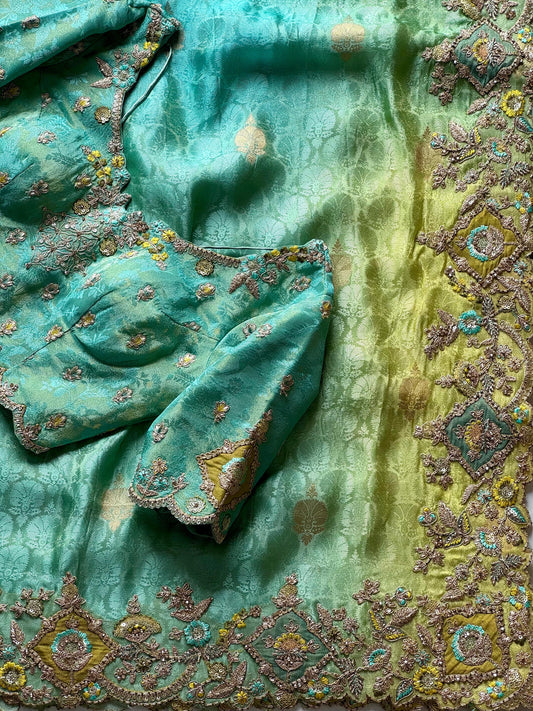 Ocean Zari Glow Saree