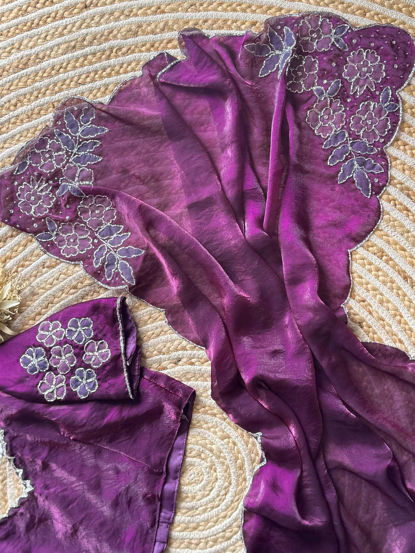 Wine Blossom Saree
