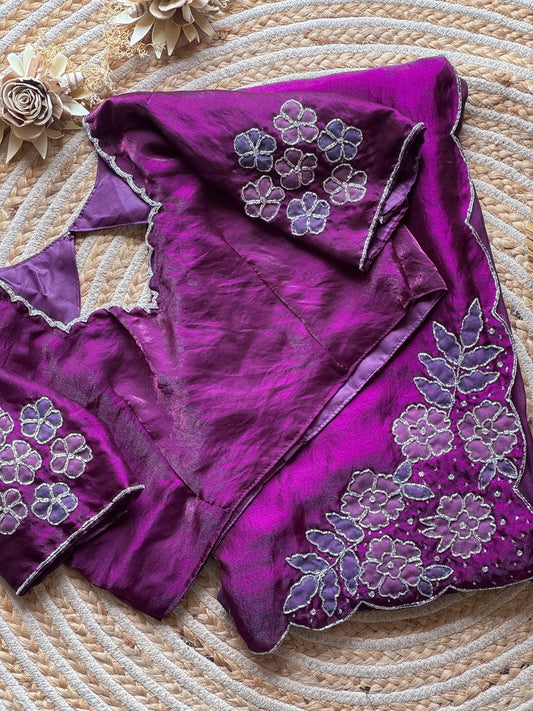 Wine Blossom Saree