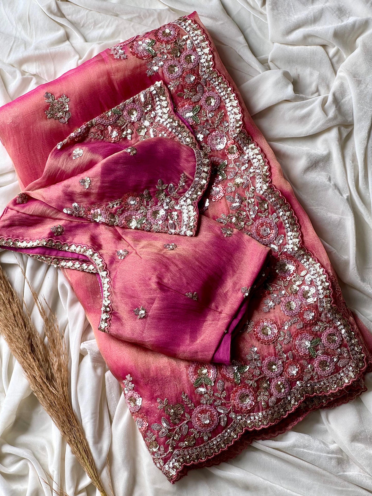 Pink Aabha Saree