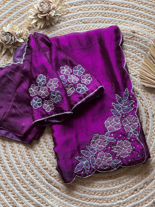 Wine Blossom Saree