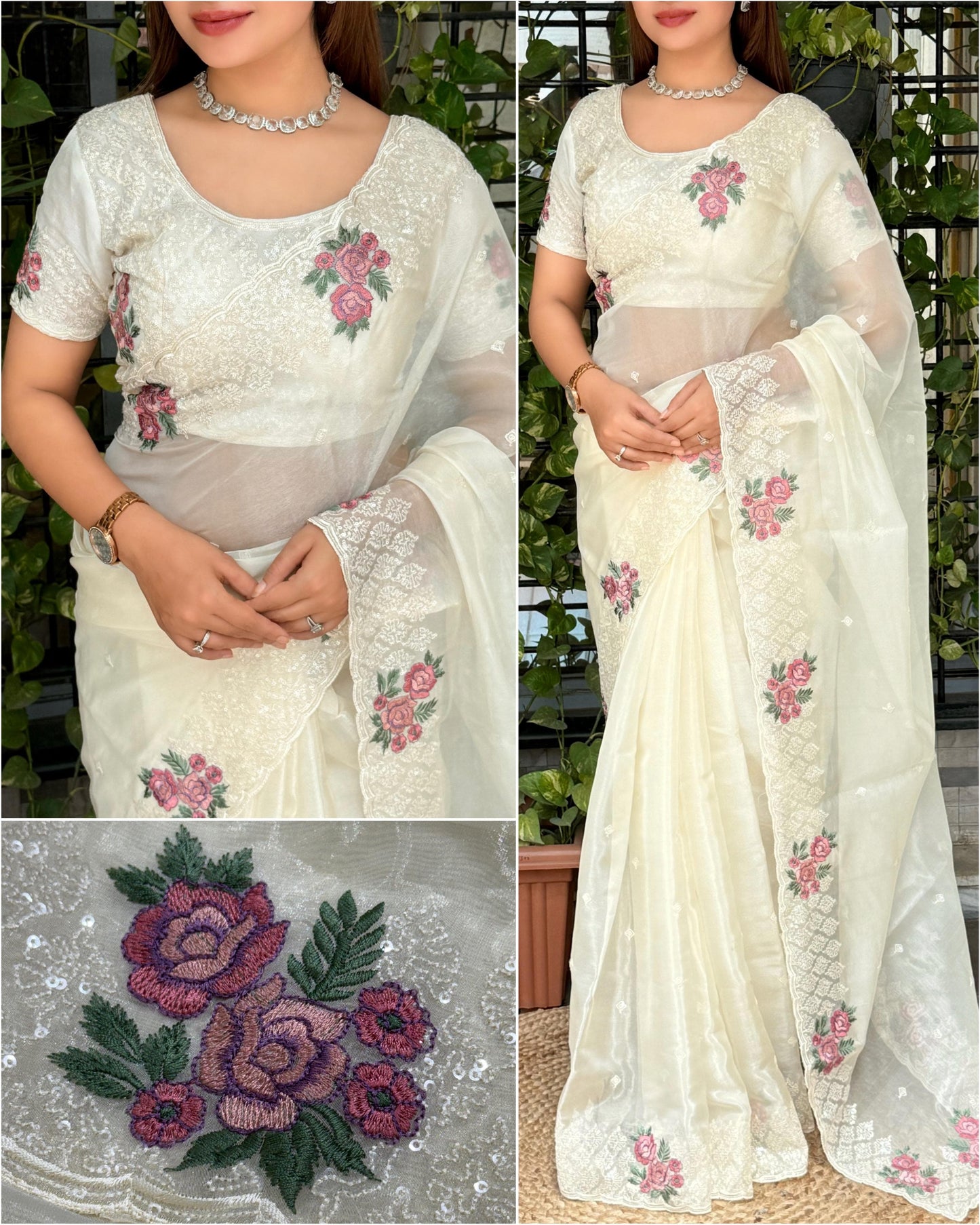 Pearl Blossom Saree