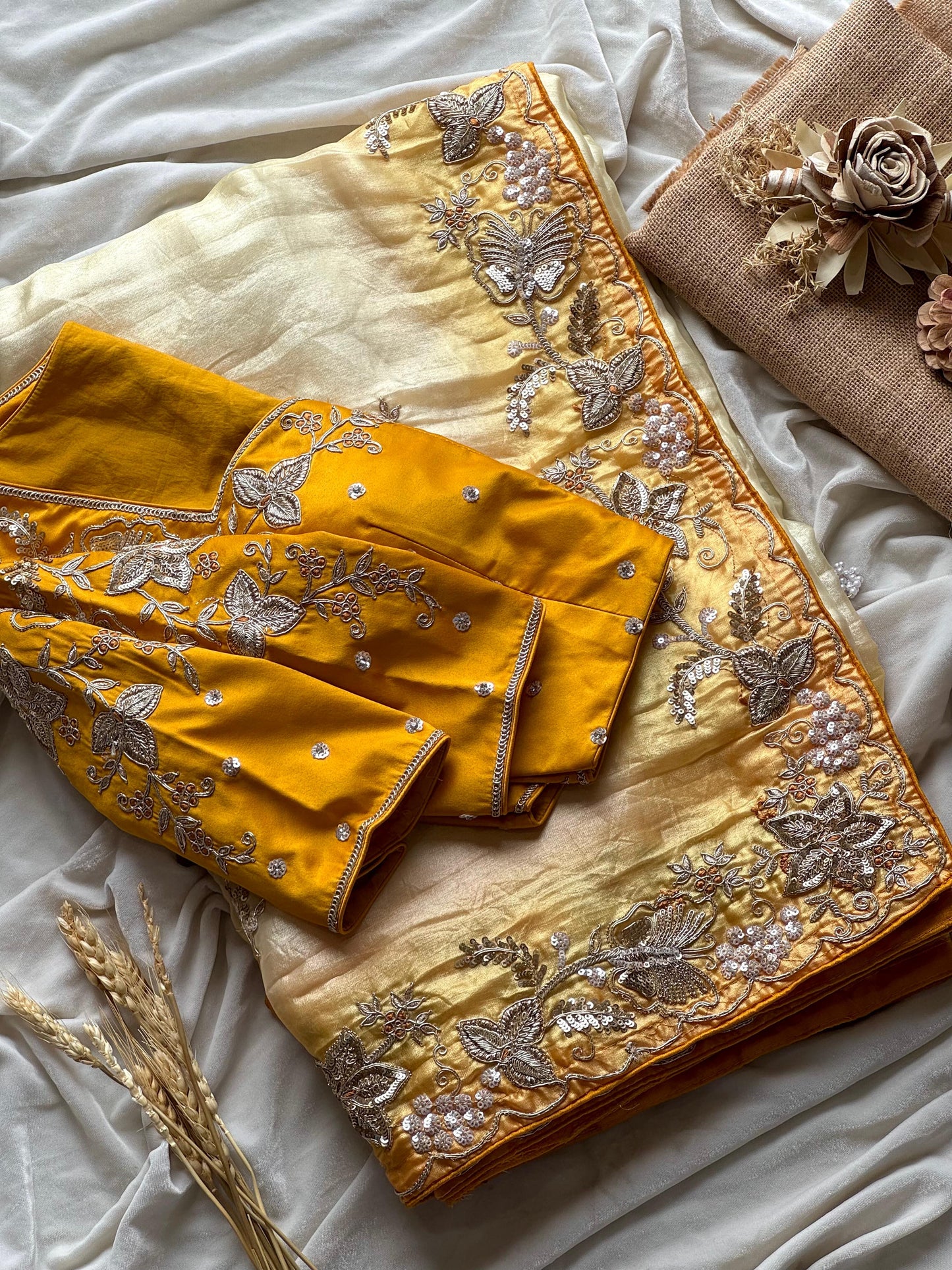 Golden Flutter Luxe Saree