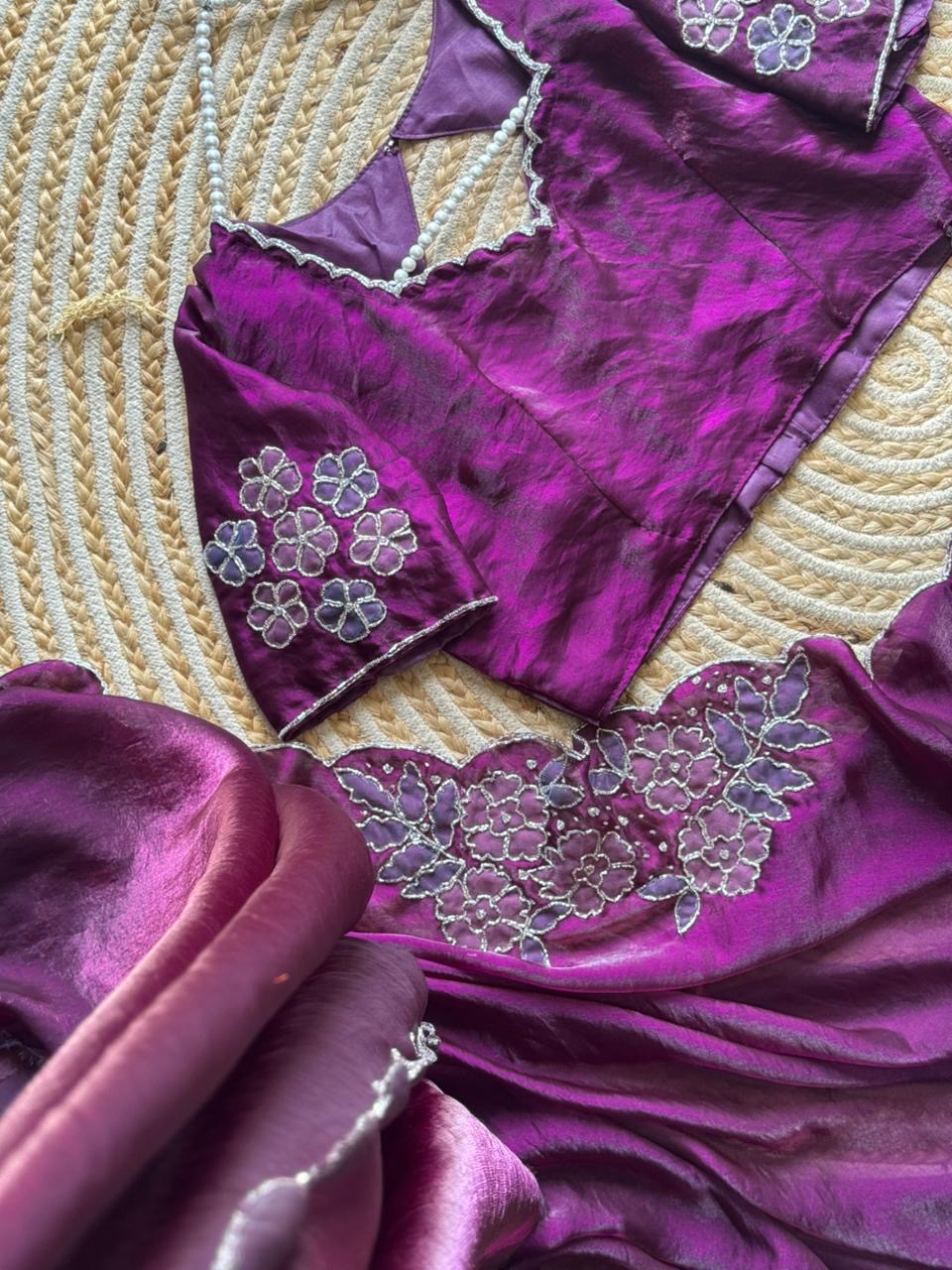 Wine Blossom Saree