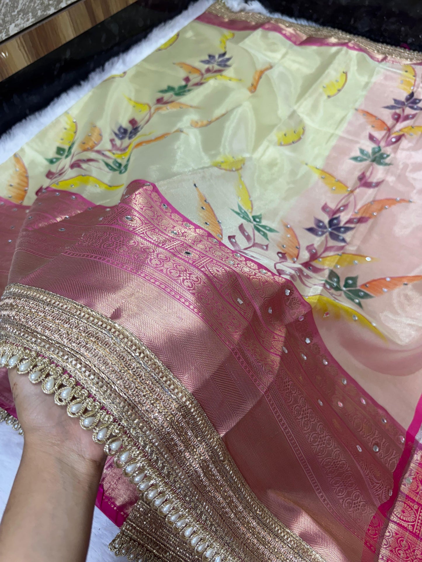 Peach Gulzar Saree