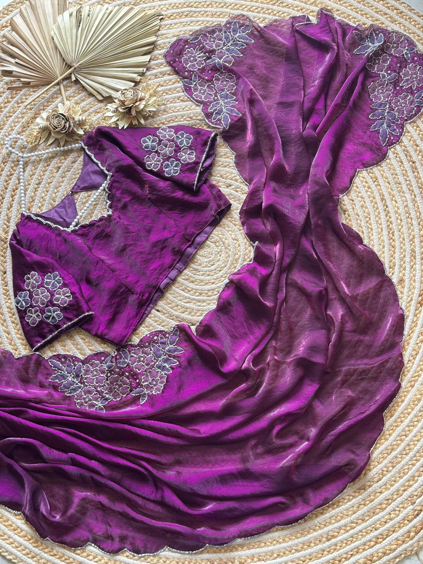 Wine Blossom Saree