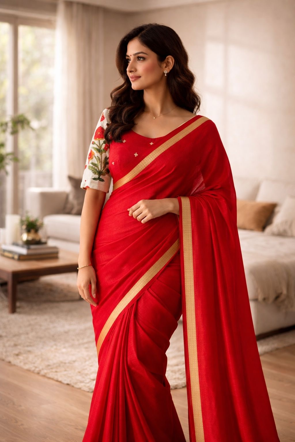 Phoolwari Laal Saree