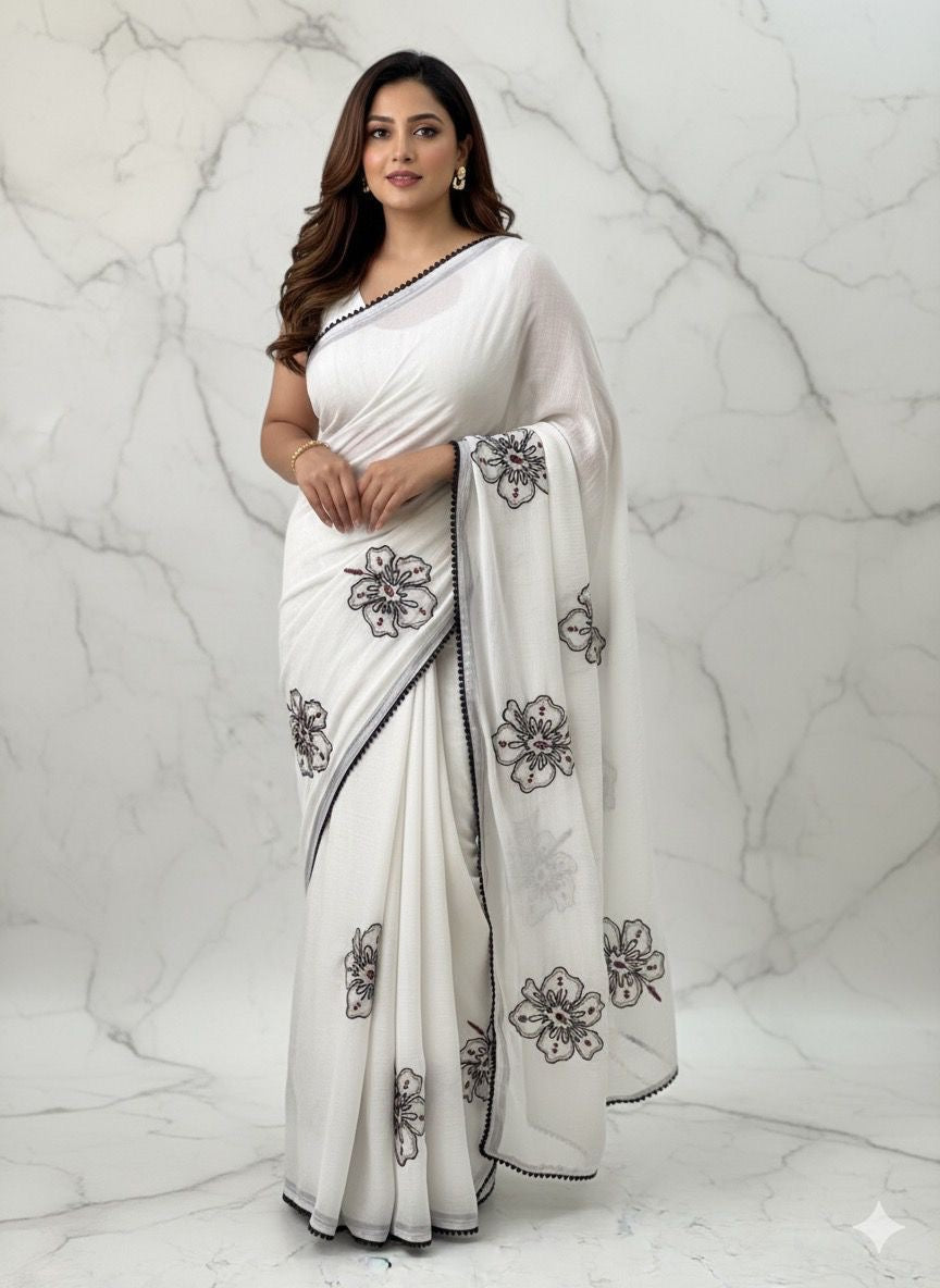 Ivory Bloom Saree