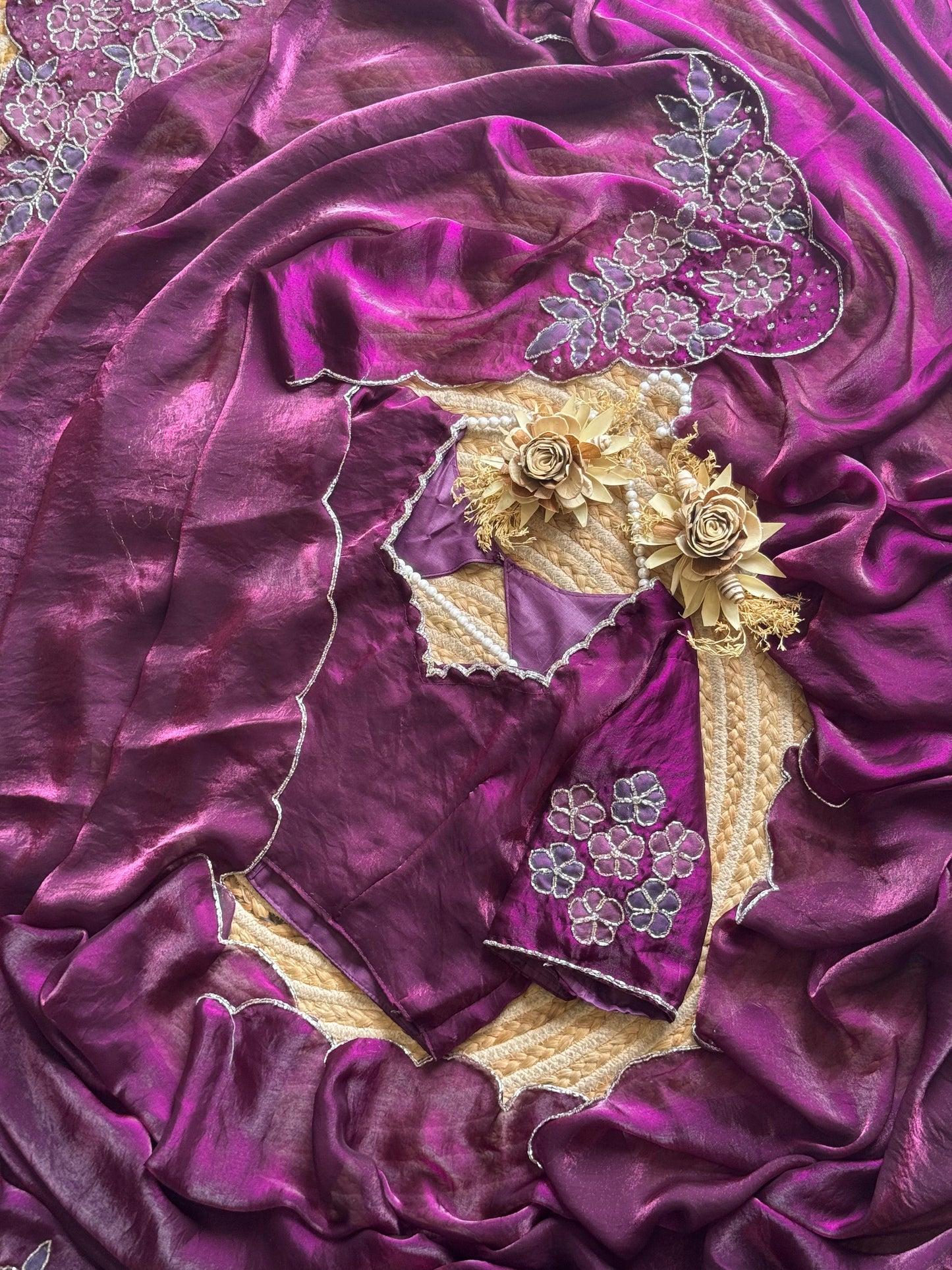 Wine Blossom Saree