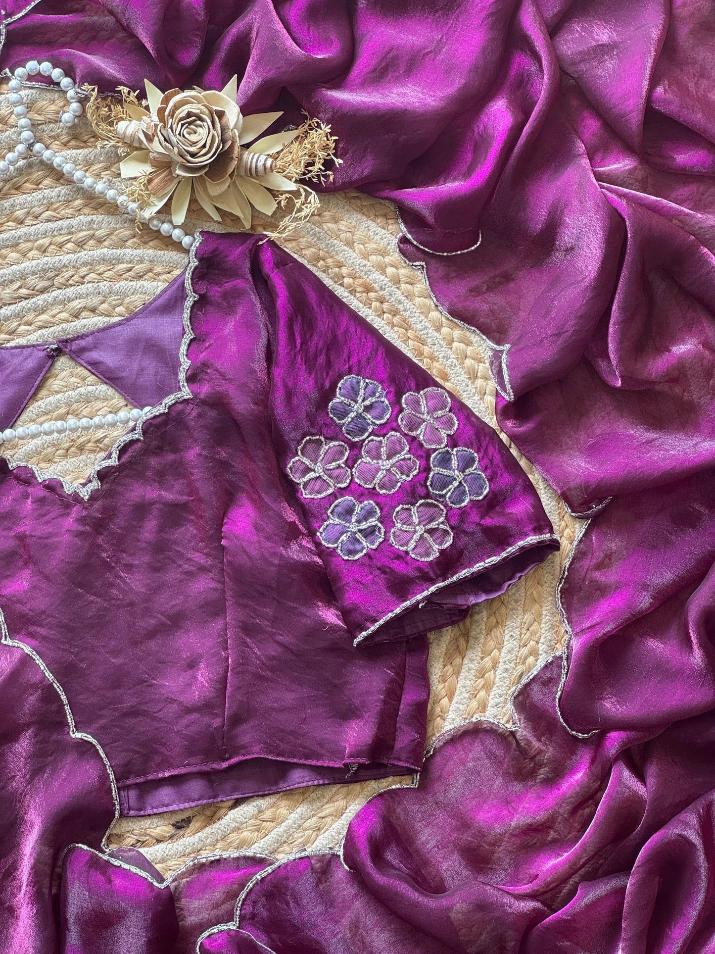 Wine Blossom Saree