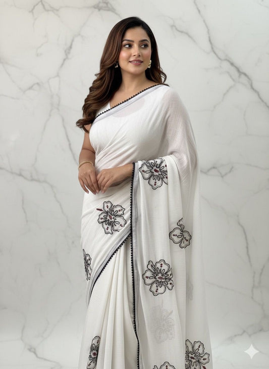 Ivory Bloom Saree