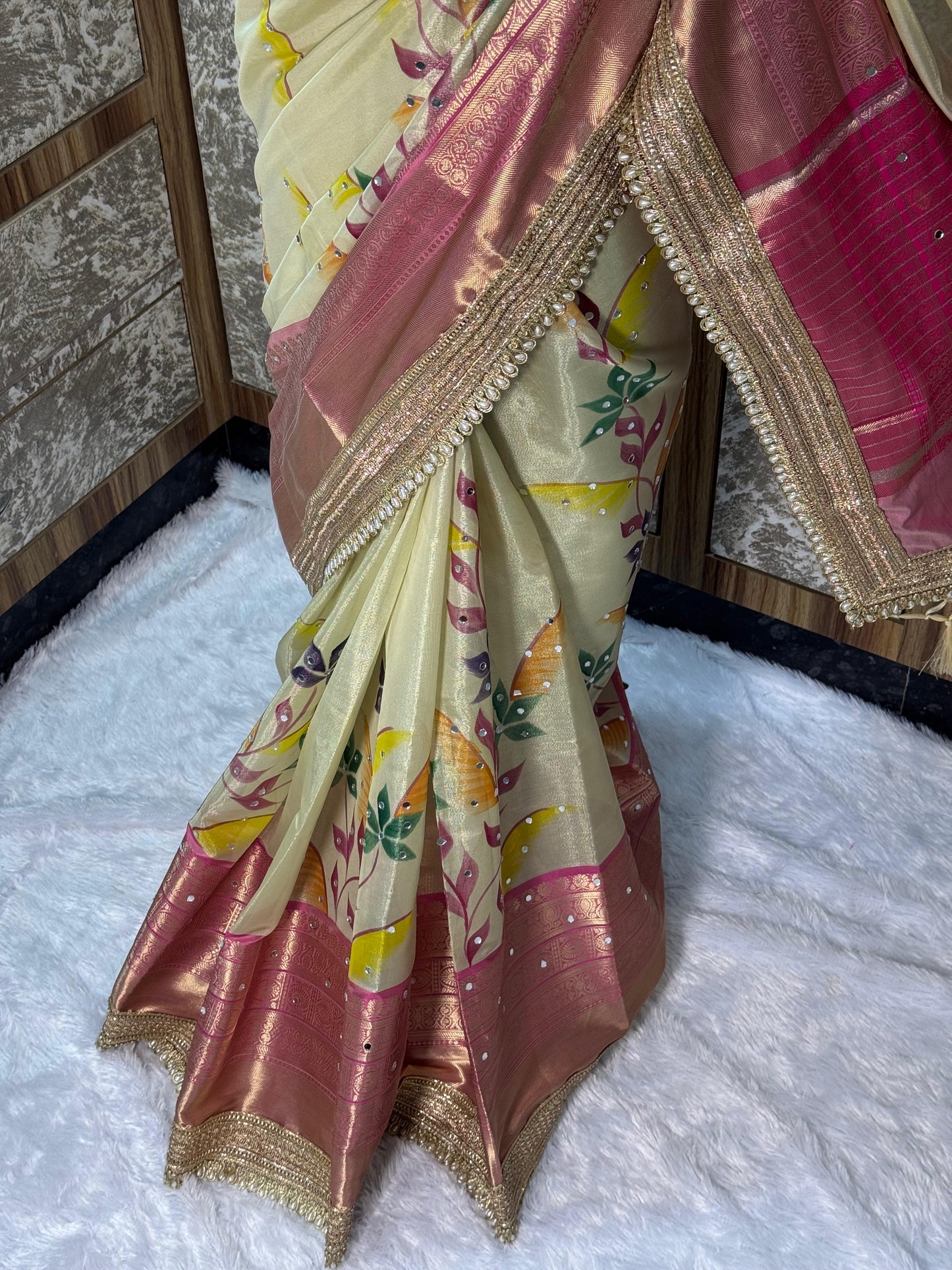 Peach Gulzar Saree
