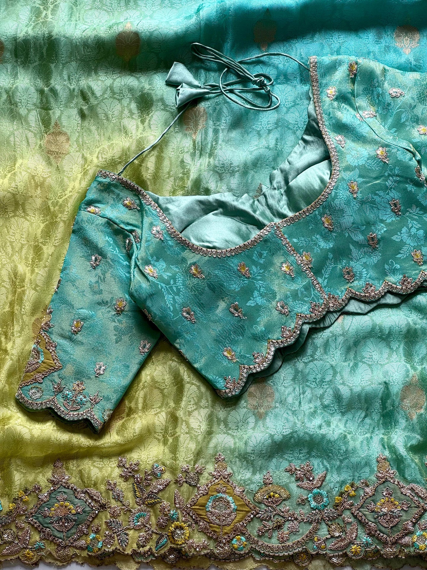 Ocean Zari Glow Saree