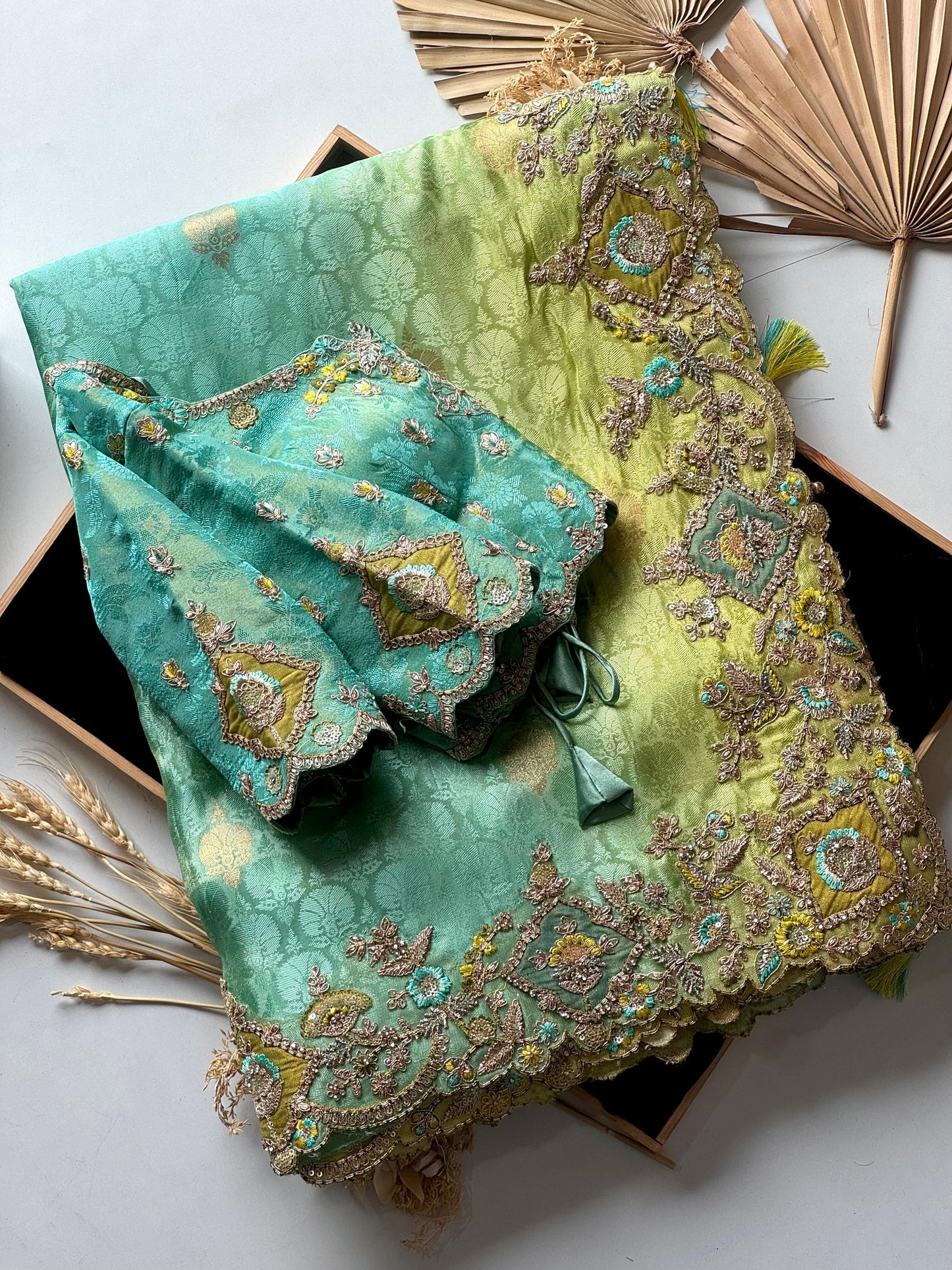 Ocean Zari Glow Saree
